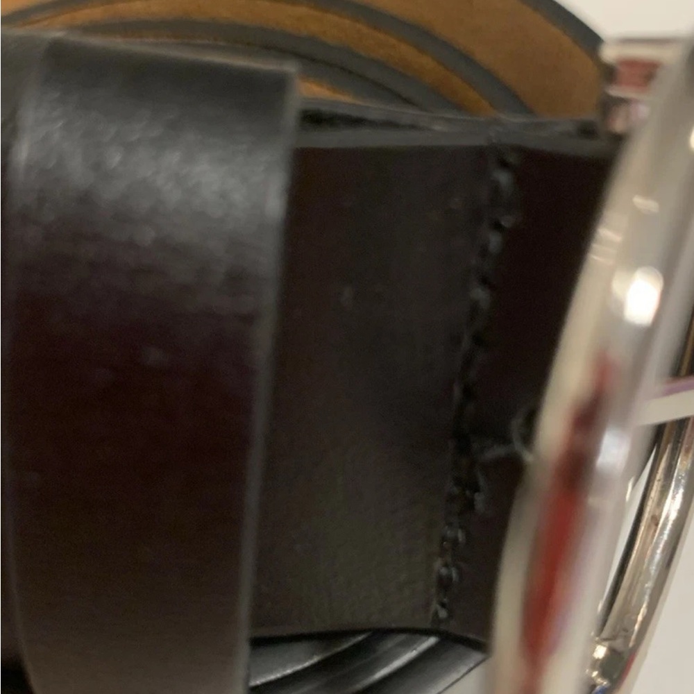 Black Leather Belt with Silver Buckle - Picture 3 of 4